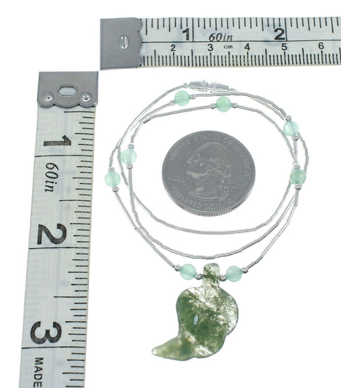Jade Leaf Liquid Silver Southwest Bead Necklace NX11665